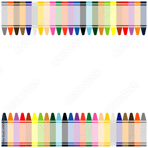 上下クレヨンのカラフルフレーム｜学校・子ども向け背景