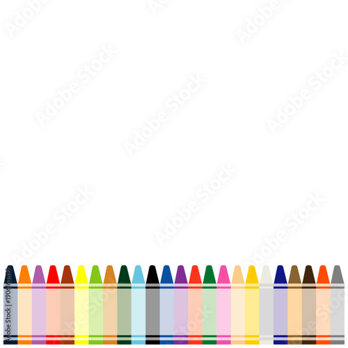 クレヨンのカラフルフレーム 下配置｜子ども・教育向け背景素材