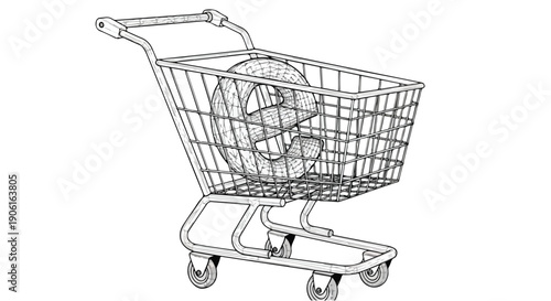 Shopping cart retail commerce concept sketch