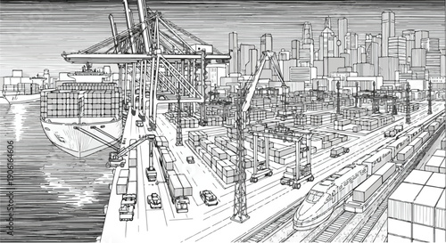Industrial port landscape city planning sketch
