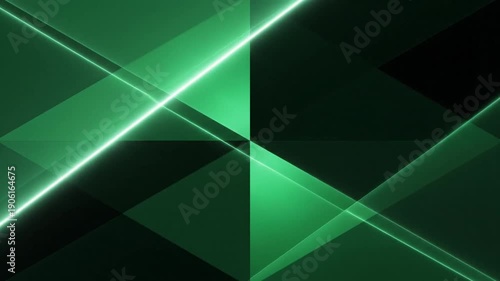Wallpaper Mural A futuristic abstract composition featuring geometric shapes and neon green light beams intersecting in a dark environment viewed from a diagonal perspective Torontodigital.ca