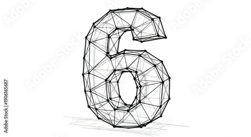 Technical number six geometric sketch art