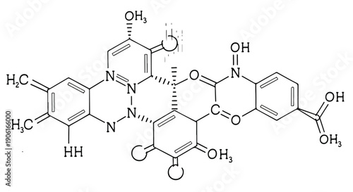 Complex molecular chemical bond scientific sketch