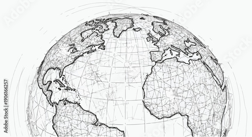 Global world map earth geography sketch art
