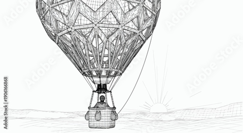 Hot air balloon flight concept sketch art