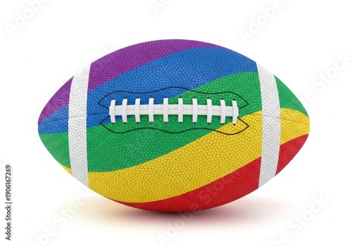 Colorful American football on white background for sports and celebration