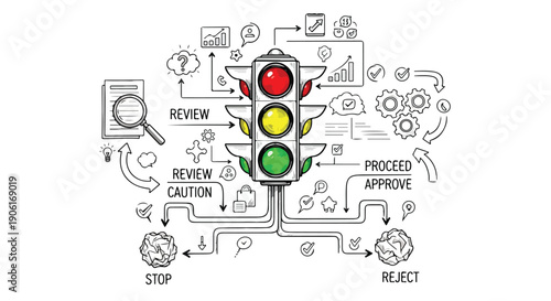 Traffic light smart city infrastructure sketch art