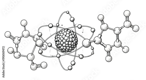 Atom molecule molecular bond scientific sketch