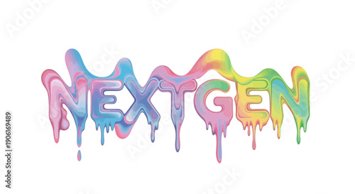 Vibrant NEXTGEN sign with colorful dripping liquid effect