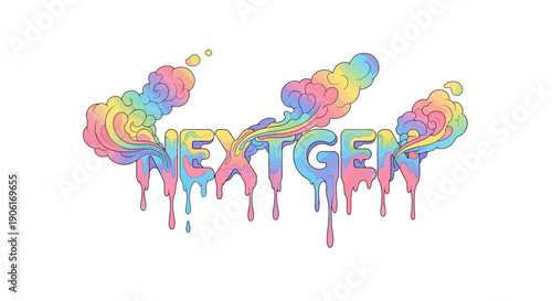 Vibrant Nextgen colorful graffiti text art with melting letters