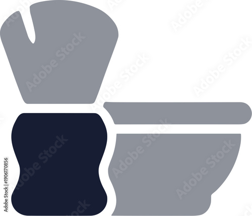 Minimalist Geometric Shaving Brush With Bowl Spa And Beauty Icon