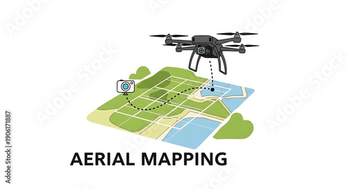 Aerial mapping drone technology surveying land and creating accurate geographic data with advanced imaging systems