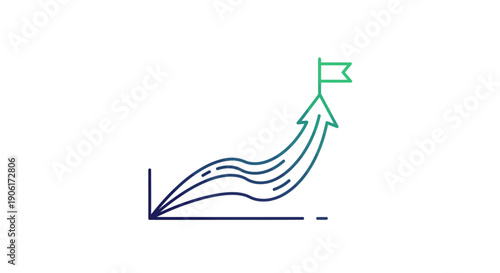 Conceptual illustration of business growth and success with an upward trending arrow reaching a