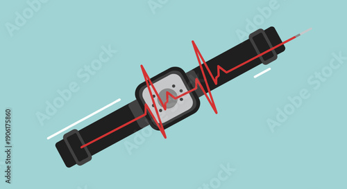 Black Smartwatch with Heart Rate Monitor.