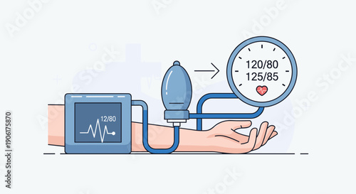 Blood Pressure Monitor on Arm Illustration.