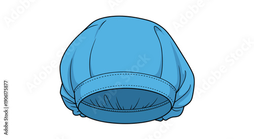 Blue Baseball Cap Front View Illustration.