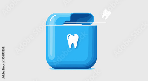 Blue Container with Tooth Icon Opening.