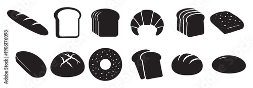bread icons set on white background 