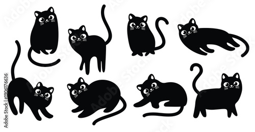  collection of cute black cat silhouettes 