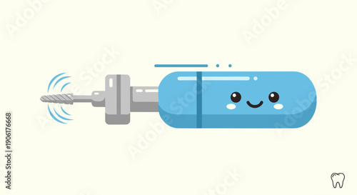 Electric Toothbrush with Smiling Face Illustration.