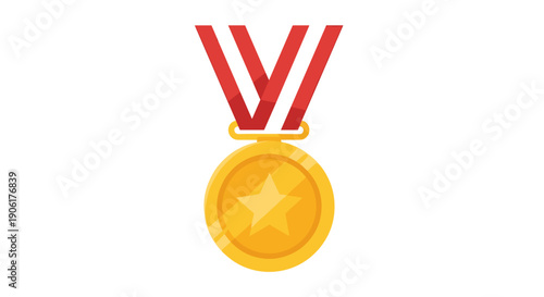 Golden Medal with Red Ribbon.
