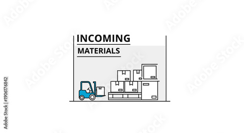 Forklift Handling Incoming Materials Warehouse Scene.