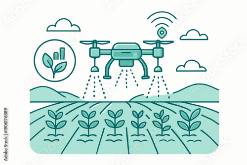 Drone Spraying Crops Precision Agriculture and Modern Farming.