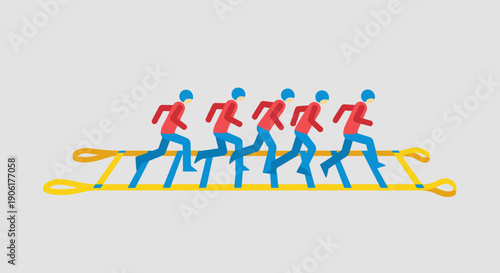 Group of Runners in Motion Illustration.