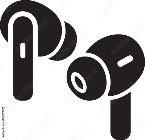 Wireless Earbuds Icon Modern Bluetooth Headphones Audio Device Vector Silhouette
