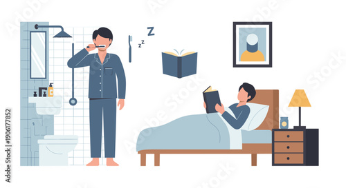 Man Talking on Phone Beside Sleeping Woman.