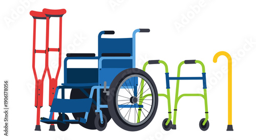 Mobility Aids Wheelchair Crutches Walking Sticks.