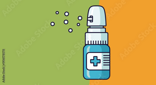 Nasal Spray Bottle with Blue Liquid.