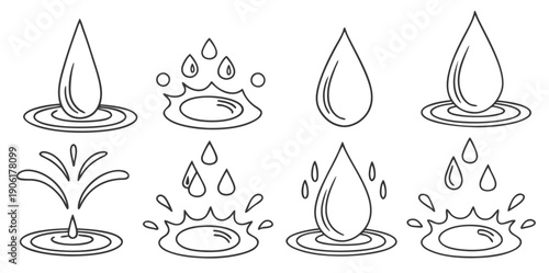 water drops and drops icons set illustration 