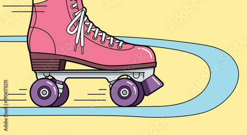 Pink Roller Skate with White Laces.