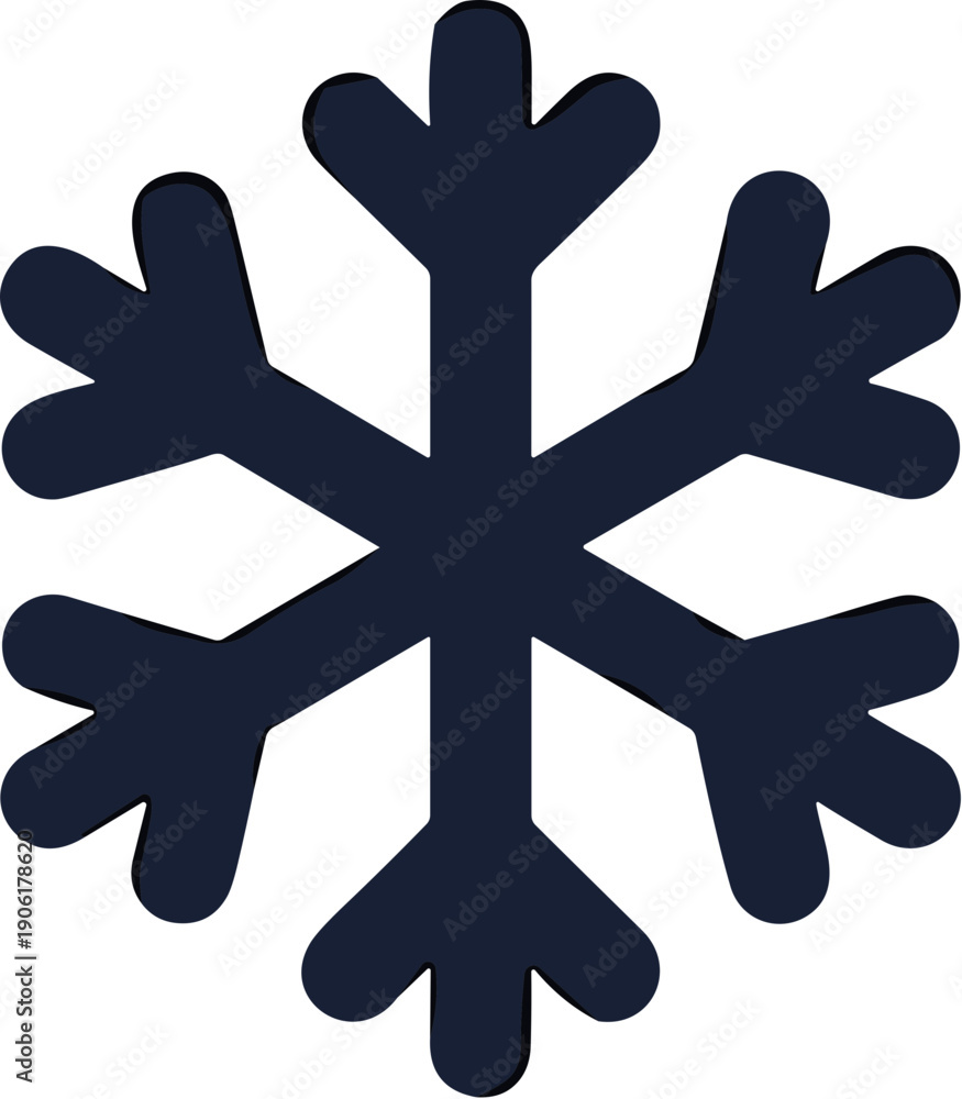 Obraz premium Minimalist Flat Dark Blue Snowflake Ice Crystal Winter Cold Season Weather Symbol App Icon Design Element
