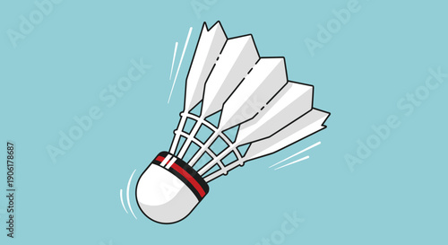 White Badminton Shuttlecock in Flight Motion.