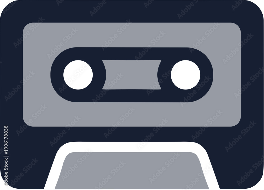 Fototapeta premium Simple Flat Retro Cassette Tape Music Player Audio Element
