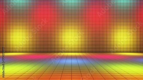 Broadcast Hi-Tech Blinking Illuminated Cubes Stage Floor, Multi Color, Events, 3D, Loopable, 4K