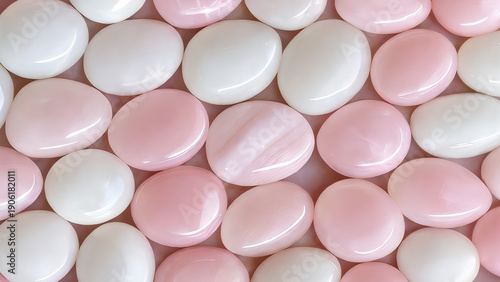 Pastel Pink & White Pebble Texture: Smooth Polished Stone Background