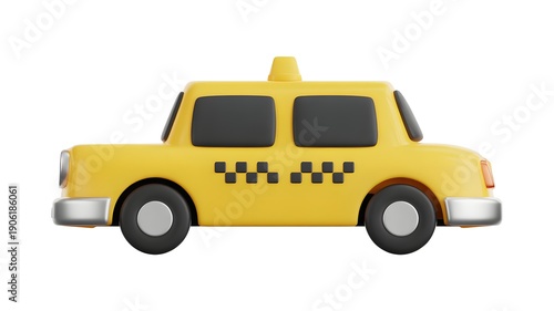 Wallpaper Mural Cute yellow cartoon taxi on white background Torontodigital.ca
