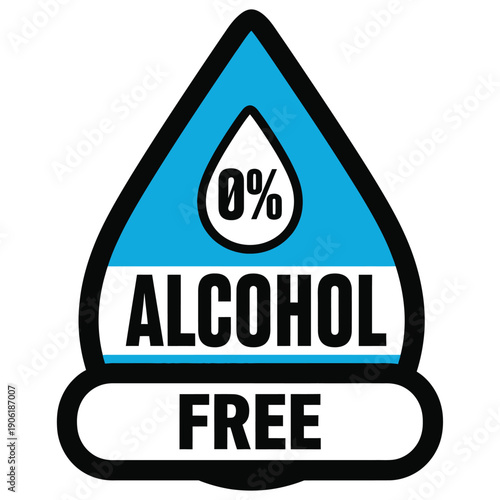 Alcohol free symbol with 0 percent label