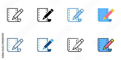 Editing icons set multiple style collection. Editable stroke 
