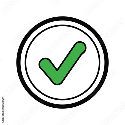 Green checkmark in circle for approval and confirmation