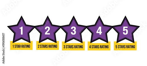 Purple star rating icons for customer reviews and feedback