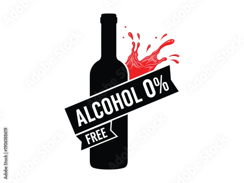 Non-alcoholic wine bottle with alcohol free label