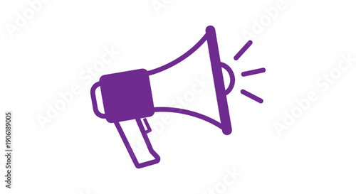 Vibrant purple megaphone with dynamic sound waves