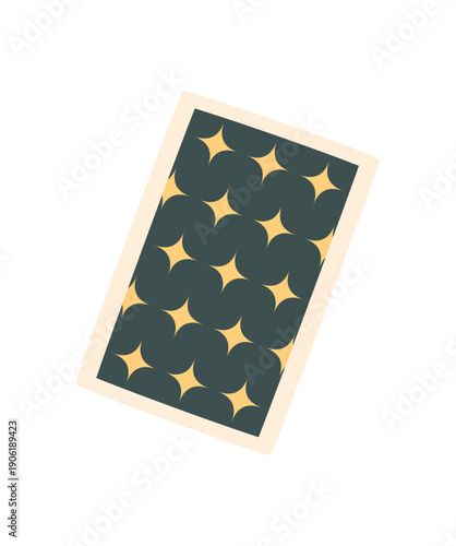 Flat style playing poker card with green and gold patterned back. Isolated design for casino game, tournament, or recreation. Ideal for boardgame activity, table play, or entertainment, matching