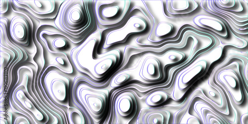 Abstract topographic contour map with swirling organic shapes and subtle gradient color accents creating a textured, dimensional background for design