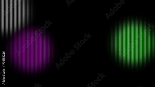 Abstract purple, white and green circle lights animation vertical lines pattern background