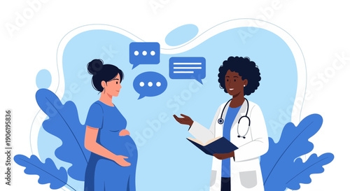 Prenatal Consultation Doctor Giving Advice to Pregnant Woman